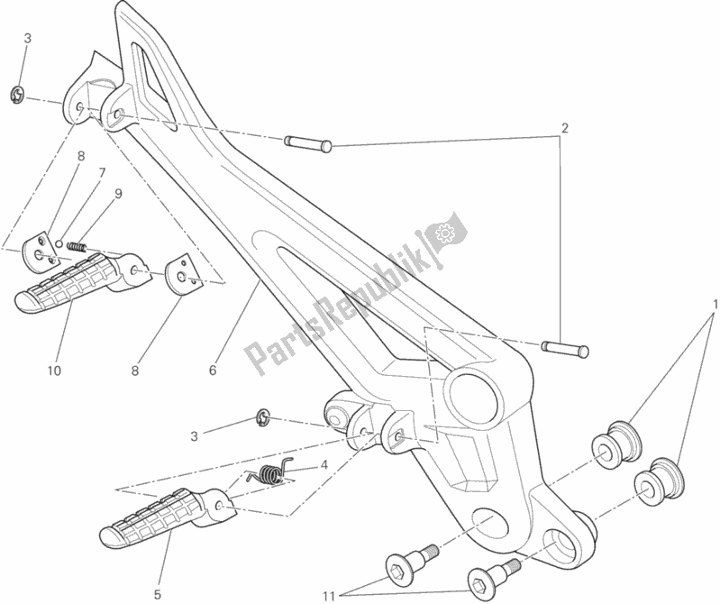 All parts for the Footrests, Right of the Ducati Monster 795 ABS Thai 2014